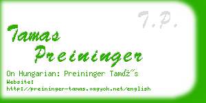 tamas preininger business card